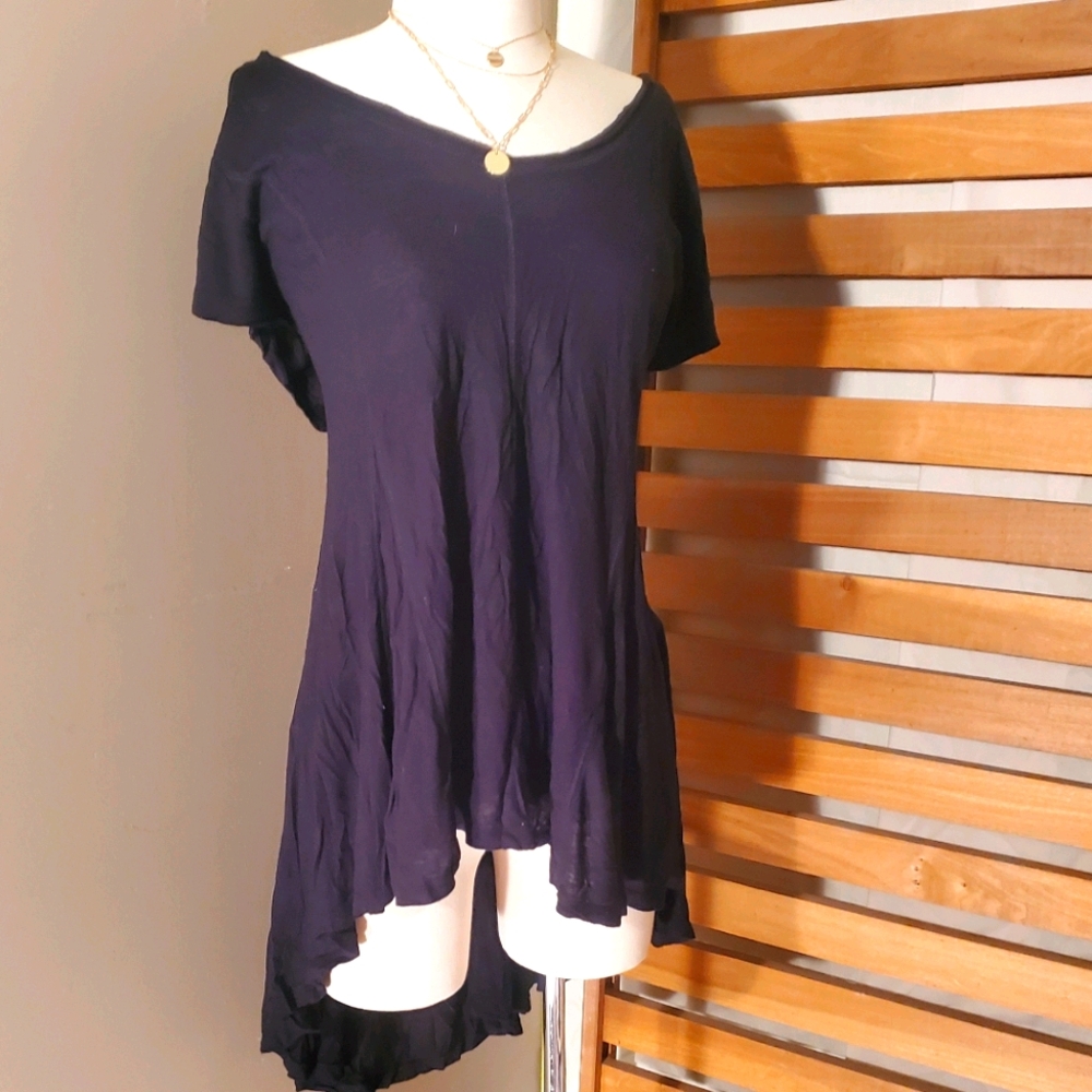 SS0328 XXL Black hi-low knit Tee